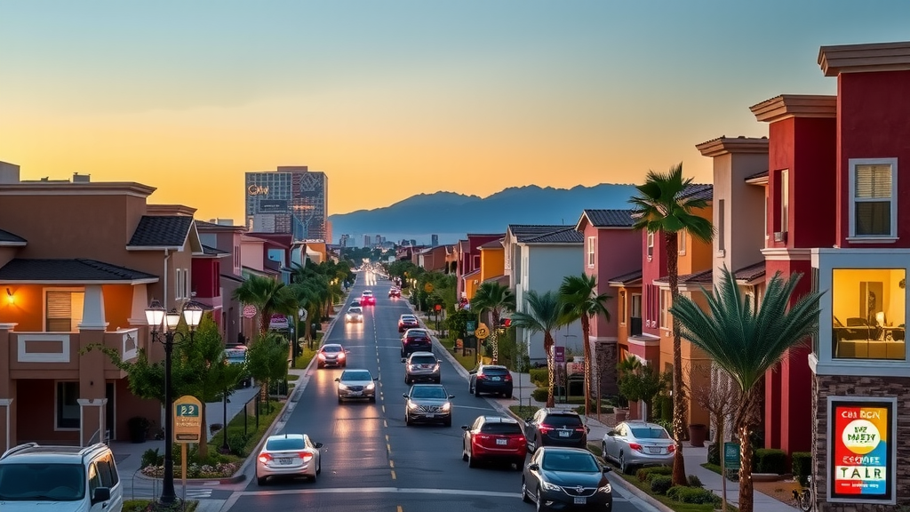 Las vegas housing market in 2025 colorful city street with homes