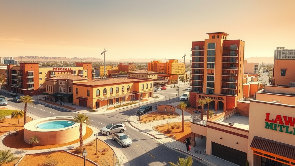 Las vegas neighborhood with modern condos