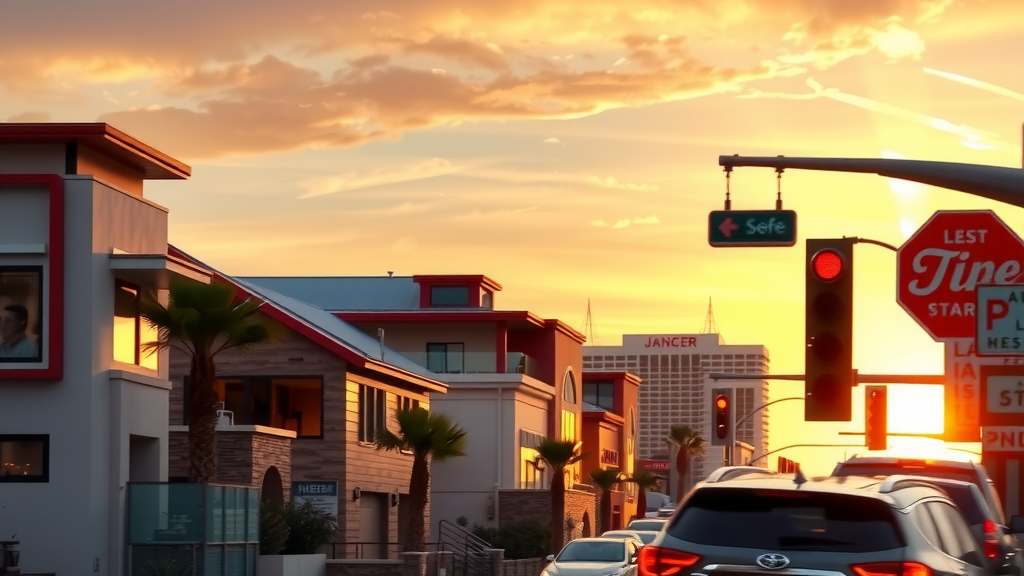 Sunset in las vegas with luxury homes in view