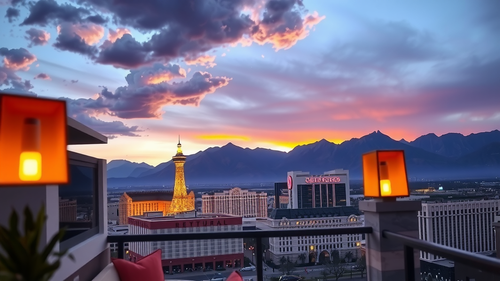 Vista de un apartamento moderno en las vegas durante el atardecer