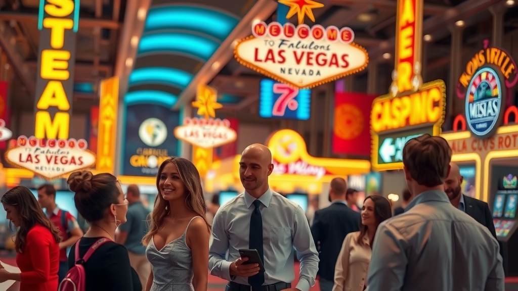 Las vegas real estate market bustling scene with agents and buyers