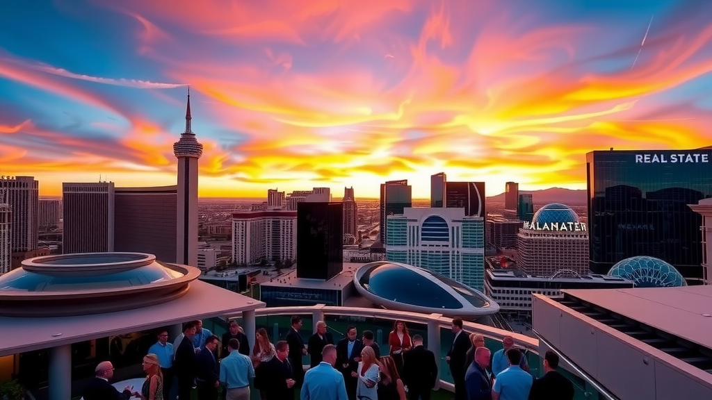 Las vegas skyline at sunset
