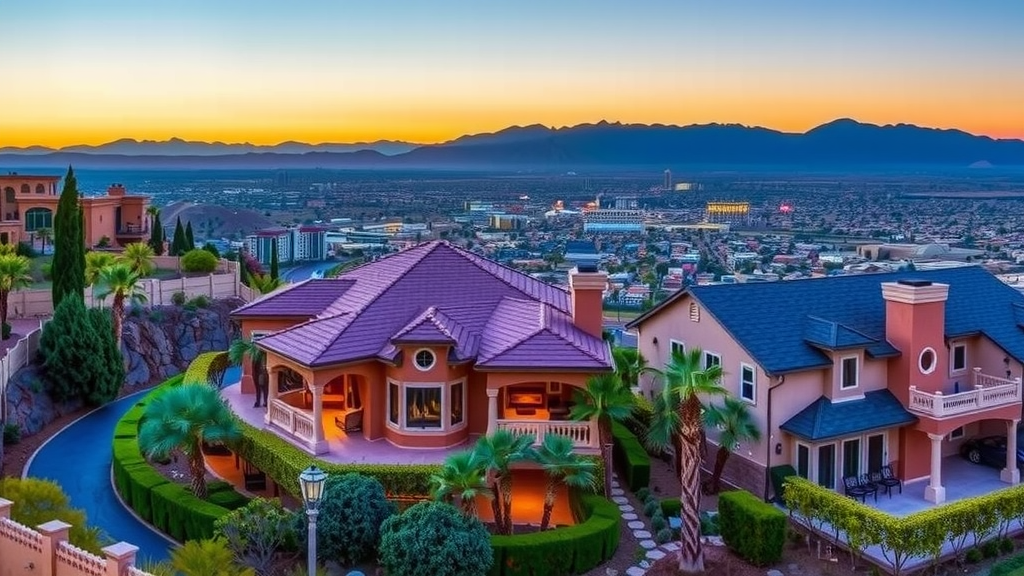 Luxury homes in macdonald highlands with sunset colors