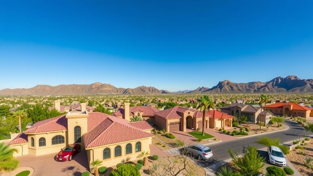 Luxury homes with desert landscape in MacDonald Highlands.