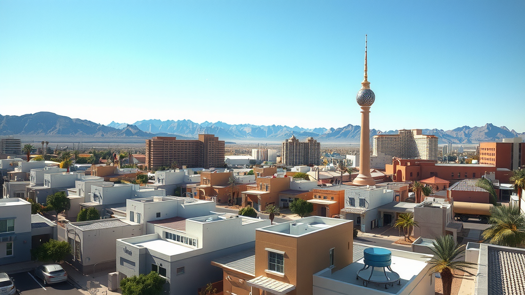 Vista de un vecindario residencial en las vegas con casas modernas
